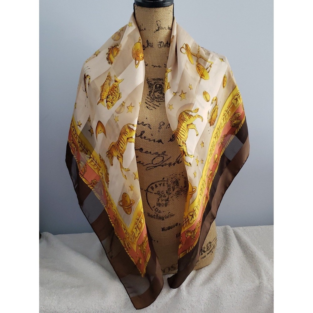 Scarf Womans 40 x 40 Square has Sun, Moon‎ & Animals